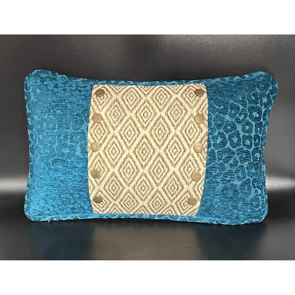 Irate and Leopard Textured Teal  Beige Accent Throw Pillow 10x16